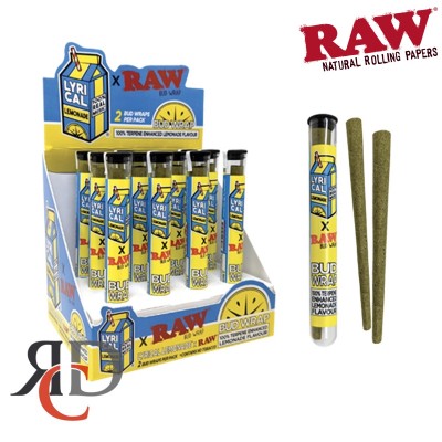 RAW X LYRICAL LEMONADE PRESSED BUD WRAPS 2PK PRE-ROLLED CONES 12CT/ DISPLAY